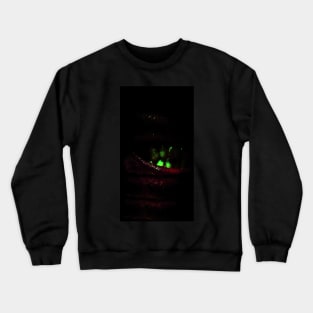 Digital collage and special processing. Bizarre. Mouth, teeth and fleshy parts. Dark, green and purple. Crewneck Sweatshirt